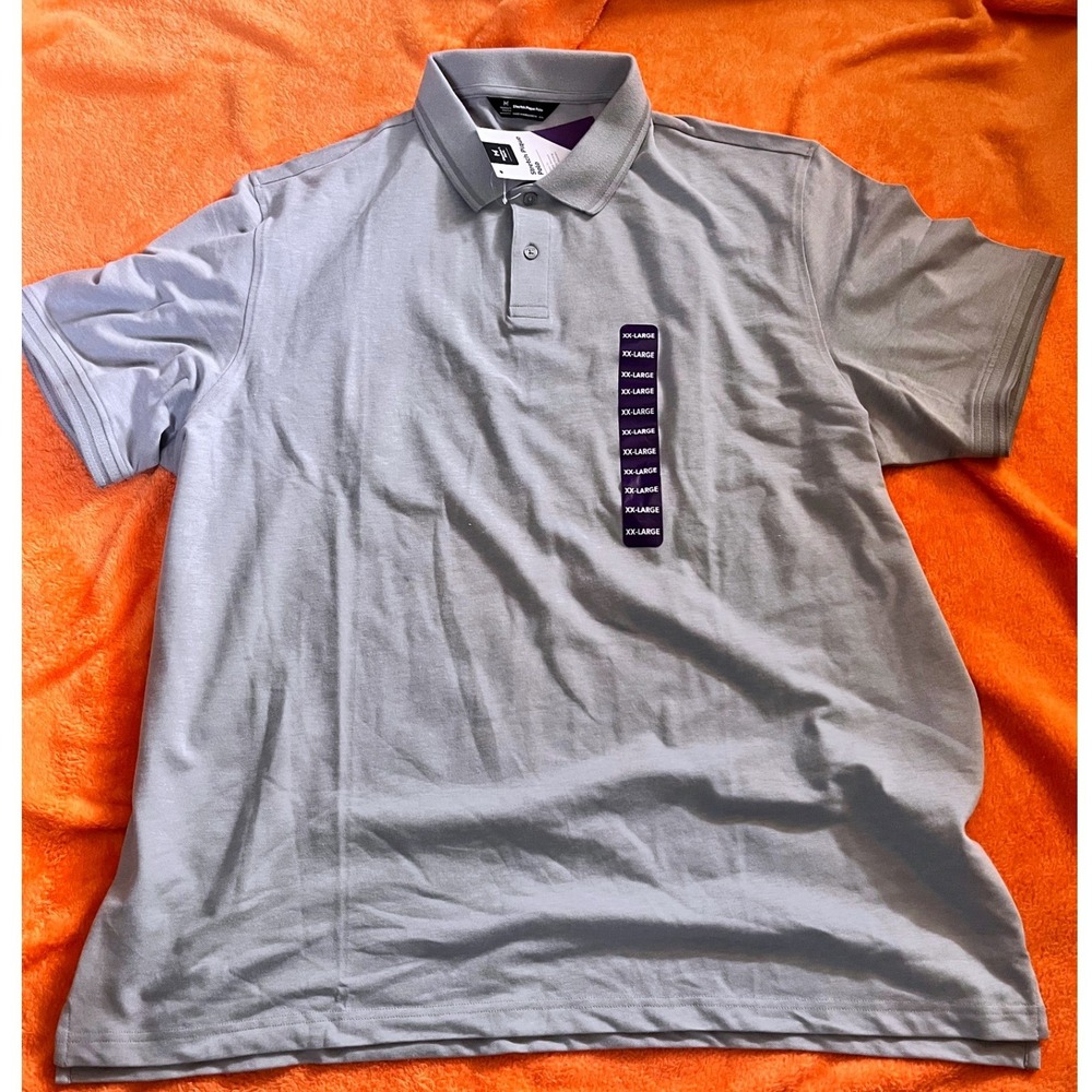 Member's Mark‎ Mens Stretch Pique Polo Shirt Light Grey XXL New With Tags